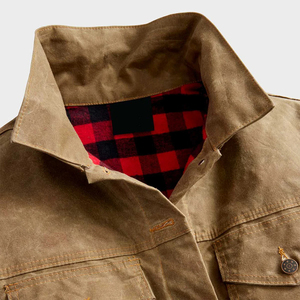 Veste en toile pour homme adulte respirante pour l'hiver, vêtement décontracté, coupe classique, boutonnée, grande taille, vêtement de travail, logo sur le devant - Product Image 5