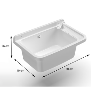 Fregadero Comercial de Pared con Dispensador 60x40x25, Equipo de Lavandería Elegante para Exteriores - Product Image 2