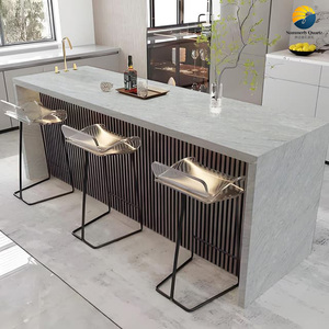 เคาน์เตอร์หินอ่อนควอตซ์สำหรับห้องน้ำโต๊ะเครื่องแป้งเกาะพื้นควอตซ์สีเขียวคลื่นขัดด้วยมือ OEM - Product Image 6