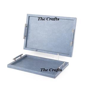 Ensemble de plateau de service en acier inoxydable artisanat deux tailles différentes finition polie de qualité de luxe ustensiles de cuisine pour la maison plateau de collations bon marché - Product Image 2