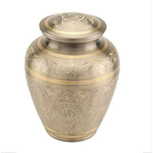 Decorative Brass <b>Keepsake</b> <b>Ashes</b> Urn with Customizable Engraving, Durable Design, and Floral Finish - Product Image 1