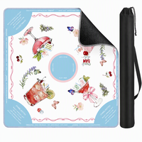 Tapis de Mahjong Américain Moderne, Motif Floral Papillon Cocktail, Conception Pliable, Antidérapant, Réduction du Bruit, Sac de Transport Inclus