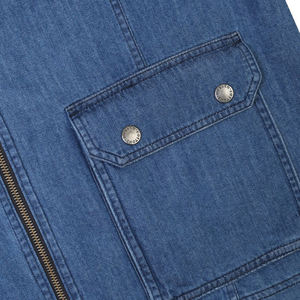 High Quality <b>Men's</b> Sleeveless Jean Jacket Blue <b>Denim</b> <b>Vest</b> Quick Dry Feature Windproof Custom Logo Printing Button Fastening - Product Image 2