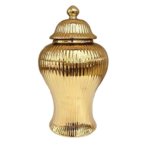 Newest Looking Aluminum Metal Round Shape Embossed <b>Texture</b> Gold Plated Home Decorative Ginger Jar Hot Selling - Product Image 4