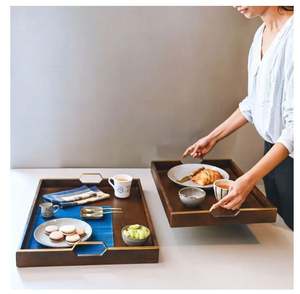 Bandeja de servicio Rectangular lisa de madera de latón AK, bandeja de servicio decorativa de calidad superior para utensilios de cocina/vajilla - Product Image 4