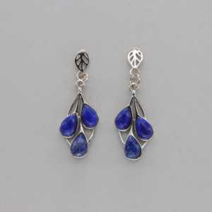 Boucles d'oreilles pendantes en forme de goutte bleue Lapis Lazuli en argent sterling 925 bijoux en pierres précieuses naturelles et véritables pour les salons à la maison - Product Image 2
