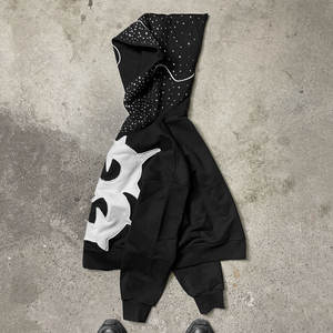 Sudadera con Capucha Bordada Desgastada para Hombre, Invierno, con Estampado Digital, Felpa de Algodón Grueso, Estilo Urbano - Product Image 3