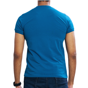 Camiseta Henley de algodón azul Premium Ropa informal suave, elegante y cómoda - Product Image 3
