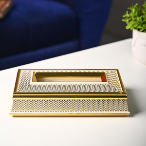 Nouvel arrivage Boîte à serviettes élégante artisanale Rangement durable en bois et métal pour la décoration de table de restaurant et de bureau à domicile Incrustation de qualité supérieure - Product Image 3