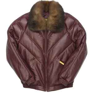 Chaqueta Bomber de Piel de Oveja Genuina para Hombre, de Alta Calidad, Cuello en V, Hecha a Mano, Transpirable, con Cierre de Cremallera, Talla Grande - Product Image 5