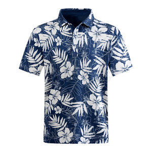 เสื้อกอล์ฟสำหรับผู้ชายพิมพ์โลโก้เสื้อยืดโพลีเอสเตอร์พิมพ์ลายผ้าสแปนเด็กซ์ผ้าถักลายสีทึบ - Product Image 1