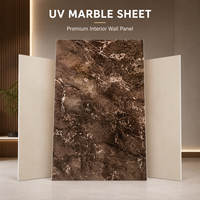 Panneau mural décoratif en PVC brillant MORLENX, imitation marbre brun foncé, pour hôtels, bureaux et intérieurs commerciaux