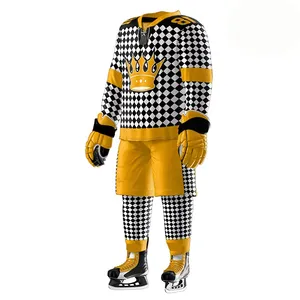 Ensembles d'uniformes de hockey sur glace les plus vendus, logo personnalisé, impression par transfert thermique, spandex/coton, unisexe, adulte, confortable, respirant - Product Image 5