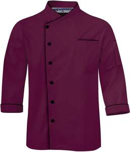 Conjunto de uniforme de chef profesional, abrigo y pantalones, mezcla duradera de poliéster/algodón - Product Image 2