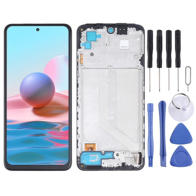 OLED Material LCD Screen and Digitizer Full Assembly With Frame for Xiaomi Redmi Note 10 4G