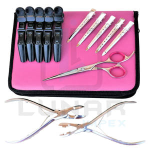 เทปคุณภาพสูงในคีมต่อผมในการตกแต่งด้วยเงินขัดเงาพร้อมเคสสีชมพูร้อนและให้โลโก้ที่กำหนดเองฟรี - Product Image 1