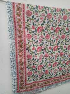 บล็อกมือพิมพ์ Pareo พิมพ์ลายดอกไม้ขายส่งจํานวนมากเซ็กซี่ชายหาดสวมผ้าซิ่นผ้าพันคอผ้าฝ้ายอินเดียแฮนด์เมด - Product Image 3