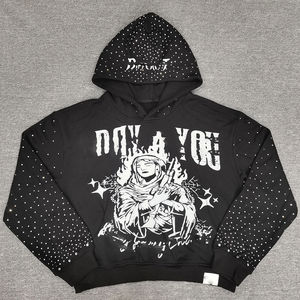 Sudadera con Capucha de Algodón Grueso para Hombre, Unisex, con Pedrería Coreana, Logotipo Personalizado Premium, Ropa Urbana - Product Image 1