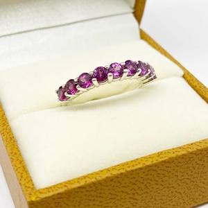 3mm corte redondo amatista púrpura CZ halfEternity boda banda 18K chapado en oro diamante para compromiso aniversario regalo - Product Image 2