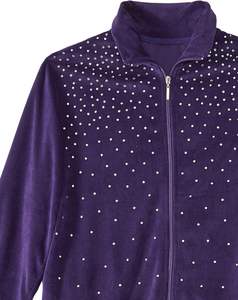 Ensemble de survêtements en velours avec strass pour femmes Survêtement 2 pièces Veste ZipUp Pantalon à taille élastique Ensemble athlétique - Product Image 4