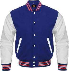 Veste de baseball universitaire pour hommes style bomber avec corps en laine et manches en cuir de vache veste Letterman scolaire en différentes couleurs - Product Image 5