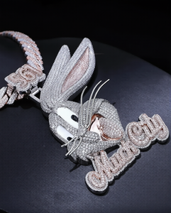 Colgante de Plata de Ley 925 con Diseño de Conejo de Dibujos Animados Personalizado, con Diamantes de Imitación VVS Moissanite, Estilo Hip Hop de Lujo, para Uso Unisex - Product Image 1