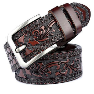 Ceinture d'outillage à main occidentale en cuir véritable pleine fleur de luxe en 3 couleurs avec boucle ardillon en alliage finition argent massif - Product Image 5
