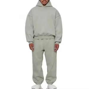 Conjunto de sudadera con capucha y pantalones de chándal de gran tamaño para hombre, chándal de lana de ajuste relajado, ropa de calle Ideal - Product Image 3