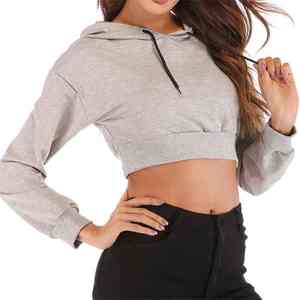 Sweat à capuche court surdimensionné en molleton pour femme, style streetwear d'hiver, pull tendance - Product Image 3