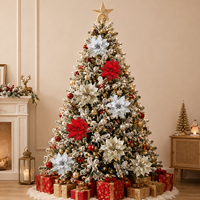 AYOYO Fleurs artificielles, nouvelles fleurs de Noël, décorations pour la maison avec poudre dorée, décorations de Noël