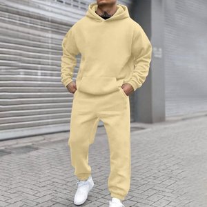 Autumn Winter Two Piece Set Men and Women Casual Fleece Warm Solid Oversized Hooded Tracksuit Long Sleeve Sport <b>Hoodie</b> Suit - Product Image 4