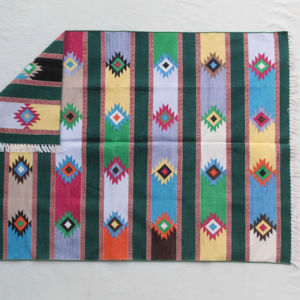 Multicolor tejido a mano algodón Dhurrie patrón de rayas geométricas lavable decorativo Flatweave alfombra artesanal indio hecho - Product Image 3