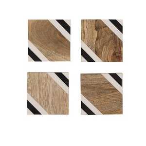 ถาดรองแก้วไม้อีพ็อกซี่เรซินทรงสี่เหลี่ยมไม้ชากาแฟทำจากอินเดีย - Product Image 1