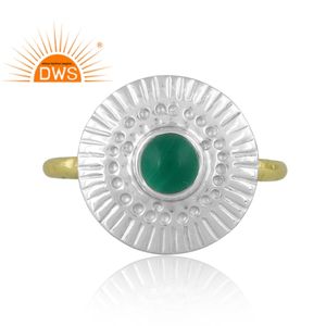 Latest Design 18K Gold Plated Natural Green Onyx Gemstone <b>Adjustable</b> <b>Ring</b> Demi Fine Jewelry For Women Gift For Her - Product Image 3