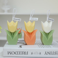 Bougies parfumées en cire de soja en forme de fleur de tulipe mignonne luxe 10 heures vacances Thanksgiving cadeau décoration de la maison 1pc/boîte-cadeau