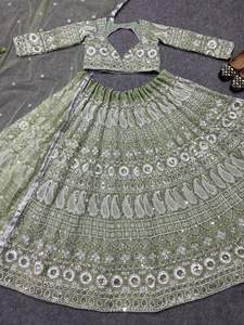 ชุดเย็บปักถักร้อยมารยาทใหม่ล่าสุด,ชุดเย็บปักถักร้อยและ Zari Work Lehenga Choli กับผู้ผลิตโรงงานขายส่ง Dupatta - Product Image 2