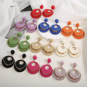 ต่างหูห่วงปาล์มทำด้วยมือสำหรับผู้หญิงเครื่องประดับแบบห้อยสไตล์โบฮีเมียนน้ำหนักเบาวันหยุดพักผ่อนชายหาดในฤดูร้อนดีไซน์แบบฟางทรงรีทรงกลม - Product Image 6