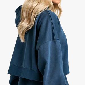 Vintage Acid Wash Haute Qualité 2 en 1 Heavyweight Winter Sweat à capuche zippé pour les femmes 100% coton - Product Image 5