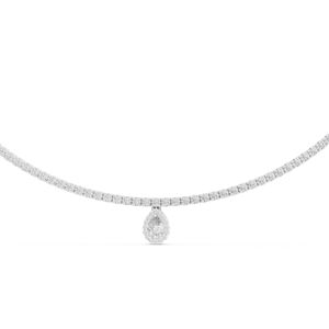 Collar de Novia de Oro Blanco de 14K con Diamantes Cultivados en Laboratorio en Forma de Pera y Redondos para Mujer, Regalo de Aniversario de Bodas de Lujo Certificado, Elegante y Fino - Product Image 1