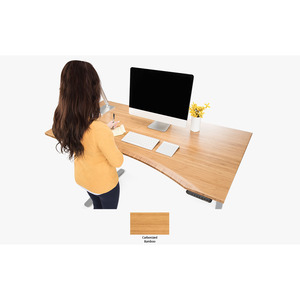 Bureau d'ordinateur moderne minimaliste en acier et bois SMARTDESK BAMBOO PRO, mobilier de bureau pour espace de travail, chambre ou école - Product Image 5