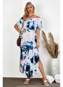 เดรสยาวเปิดไหล่สไตล์โบฮีเมียนสำหรับผู้หญิงเดรสยาวทรงหลวมแขนกุดเซ็กซี่สำหรับผู้หญิงฟรีไซส์ฤดูร้อน - Product Image 4