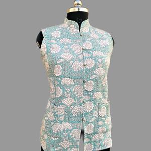 Hecho a mano Vintage Boho acolchado sin mangas botón chaleco algodón orgánico estilo indio chaqueta de invierno para mujeres uso como ropa exterior - Product Image 3