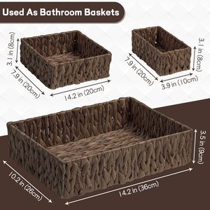 Cestas de mimbre de jacinto de agua más vendidas para organizar cestas de almacenamiento de baño para decoración cesta de pan para Cocina - Product Image 5