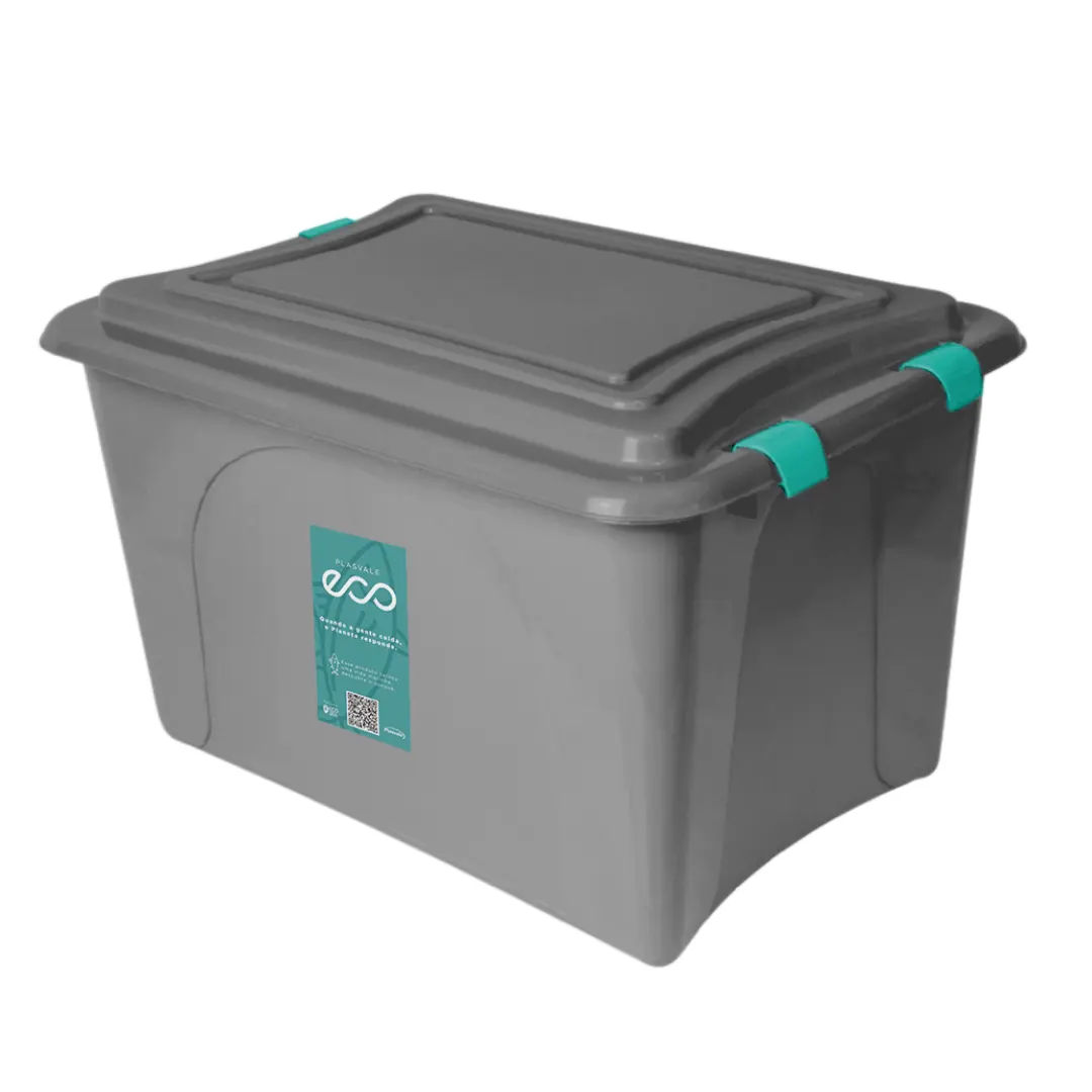 Grande 50 litros de plástico organizador e caixa de armazenamento com fechos seguros ECO Line BPA-Free Plasvale