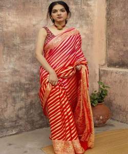 Festival le plus choisi porter coton soie imprimé Saree avec chemisier pièce femmes indiennes portent Sari meilleur prix en gros Alphanumero - Product Image 6