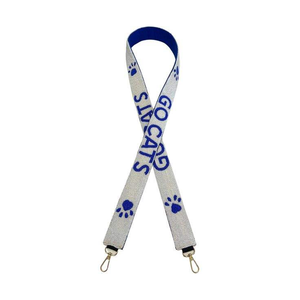 Correas de guitarra con cuentas bordadas personalizadas con diseño de monedero de estrella y diseño azul blanco hecho a mano - Product Image 1