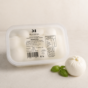 Queso Burrata Fresco Italiano de Alta Calidad, 100g, Burratina sin Cabeza, 10 Piezas, Bandeja Sellada de 1kg para Servicio de Alimentos y Venta al por Menor - Product Image 1