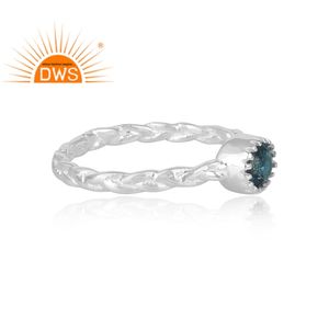 Diseñador hecho a mano fina plata esterlina natural Londres Topacio Azul piedra preciosa anillo apilable joyería fabricante - Product Image 4