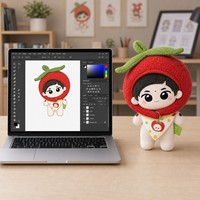 Boneka Kapas Lucu Custom dengan Hiasan Sayap dan Tudung Ceri Grosir