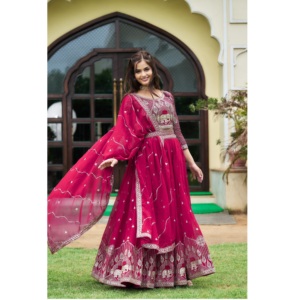 Eco Friendly <b>Beautiful</b> Indian Heavy Fox Georgette Lehenga Choli with Stylish Blouse and Dupatta for Wedding For Sale Price - Product Image 1